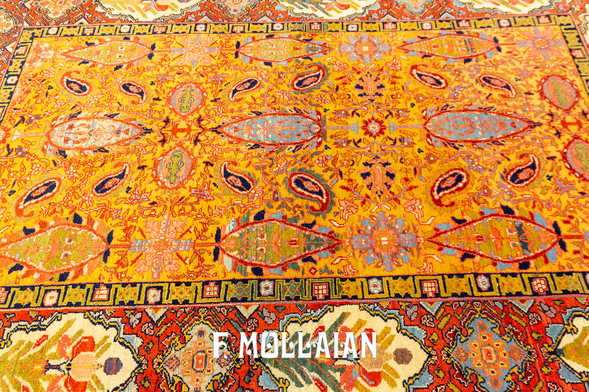 Antique Senneh Rug Saffron Yellow n°:38778220